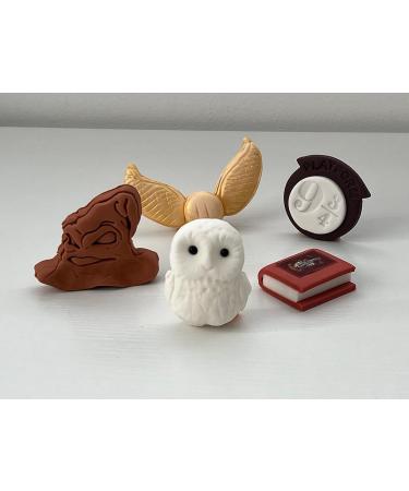 Harry Potter Cake Toppers Set - Kids Magical Wizard Birthday Cake Decoration Supplies - Hedwig Owl Snitch Hogwarts Notebook Snoring Hat Platform Badge - Comes with an Logo as Extra Gift - 5 Pcs - Buy Online on SooperMarket.com