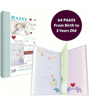 Baby Memory Book w/Keepsake Box & 30 Monthly & Baby First Milestone Stickers - Gender Neutral First Year Scrapbook Journal - Baby Photo Album for Boys & Girls - Buy Online on SooperMarket.com