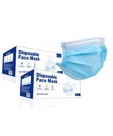 VIROSA Extra VALUE 3 Layer Face Masks | PACK of 100 | Comfortable Protective and Suitable For Sensitive Skin Blue