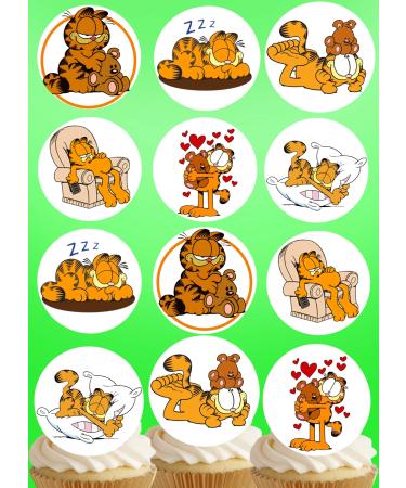 Pre-Cut Garfield 2B Edible Stand up Wafer Paper Cupcake Toppers Cake Decorations Birthday Party Cat (24)