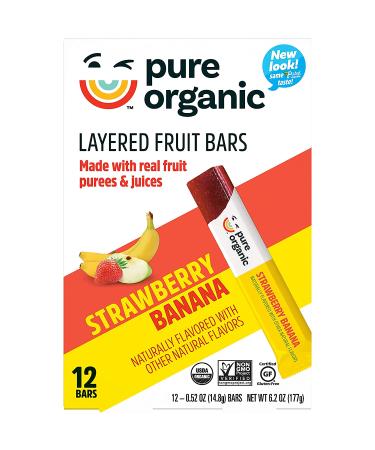 Organic Layered Fruit Bars - Strawberry Banana | Gluten Free Vegan Fruit Snacks (24 Bars) - Buy Online on SooperMarket.com