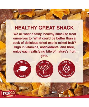 Tropgo Dried Fruit Selection 120g - Exotic Fruit Mix - Mixed Dried Fruit in Pouch - Healthy Snacks for Adults and Kids - Mango Guava Banana - Buy Online on SooperMarket.com