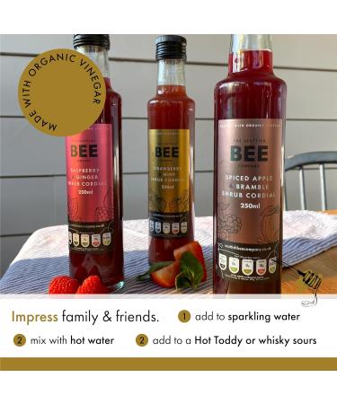Scottish Bee Co. Spiced Apple & Bramble Shrub Cordial 250ml - Fruit-Infused with Apple Cider Vinegar - Made in Scotland - Buy Online on SooperMarket.com