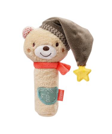 Fehn Stabgreifling B r - Motoric toy for babies to promote motor skills and senses - Ideal baby toys as a sweet cuddly toy with rattle and squeaky gift from 0+ months