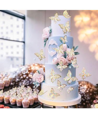 Blumomon 30pc 3D Butterfly Cake Toppers - Gold Rimmed Decorations for Weddings Baby Showers Birthdays & Parties - Buy Online on SooperMarket.com