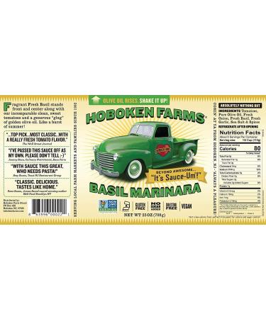 Hoboken Farms Basil Marinara Gourmet Sauce - No Sugar Added, Non-GMO, Kosher, Vegan, Keto & Paleo Friendly (2-Pack) - Buy Online on SooperMarket.com