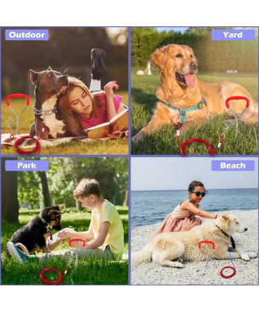 JETOP Heavy Duty Dog Stake & 10 ft Dog Chains Steel Spiral Ground Dog Spike for Outdoor Yard and Camping Dog Camping Accessories for Puppy Pet and Medium Dogs (176 lbs of pull) (Red) - Buy Online on SooperMarket.com