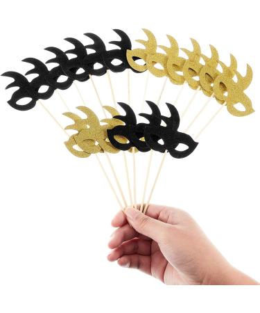 48 Pieces Masquerade Masks Cupcake Topper Glitter Mask Cake Topper Picks Dessert Cupcake Toppers for Masquerade Mardi Gras Party Baby Shower Birthday Party Decorations (Gold and Black) - Buy Online on SooperMarket.com