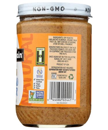 Once Again Almond Butter No Stir - Creamy, 16 oz | Healthy Natural Nut Spread - Buy Online on SooperMarket.com