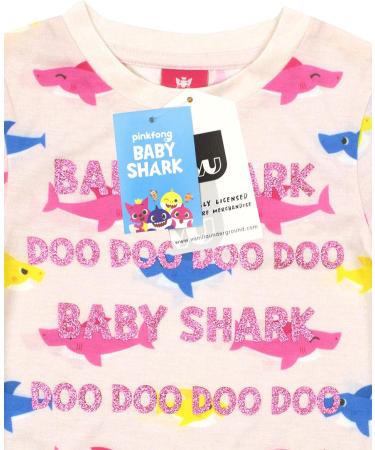 Baby Shark Glitter Girl's T-Shirt | All Over Print Pink Top - 4-5 Years | Cute Kids Apparel - Buy Online on SooperMarket.com