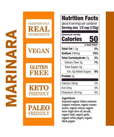 Organico Bello Marinara Sauce 25 oz - Pack of 3 | USDA Organic, Non-GMO, Gluten-Free | No Added Sugar | Keto & Paleo Friendly Tomatoes - Buy Online on SooperMarket.com
