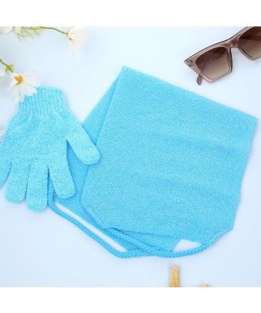 Buy Gjinxi Peeling Gloves & Back Scrubber - 2 Piece Washcloth Set for Exfoliation & Bathing Accessories (Blue) - International Shipping Available - Buy Online on SooperMarket.com