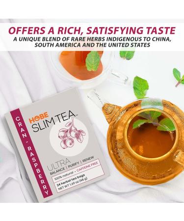 Buy Hobe Labs Ultra Slim Tea Cran-Raspberry - Caffeine Free Herbal Tea Bags (24 Count) - Buy Online on SooperMarket.com