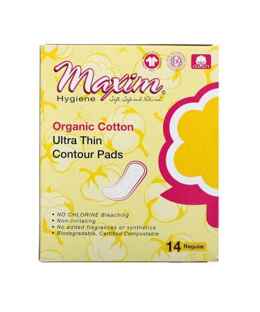 Maxim Hygiene Products Organic Cotton Ultra Thin Contour Pads Regular 14 Count