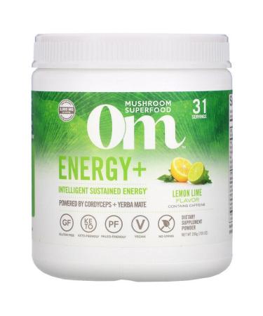 Om Mushrooms Energy+ Powered by Cordyceps + Yerba Mate Powder Lemon Lime 2000 mg 7.05 oz (200 g)