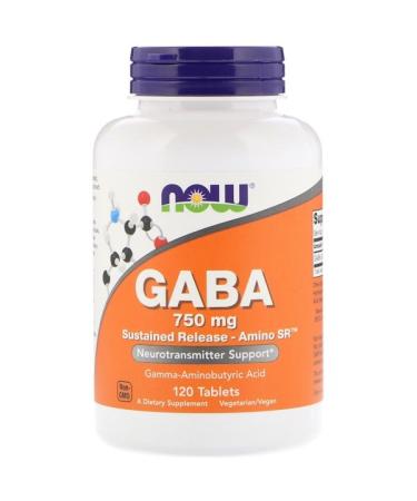 Now Foods GABA 750 mg 120 Tablets
