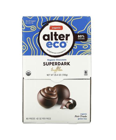 Alter Eco Organic Chocolate Truffles Superdark 60 pieces .42 oz Each