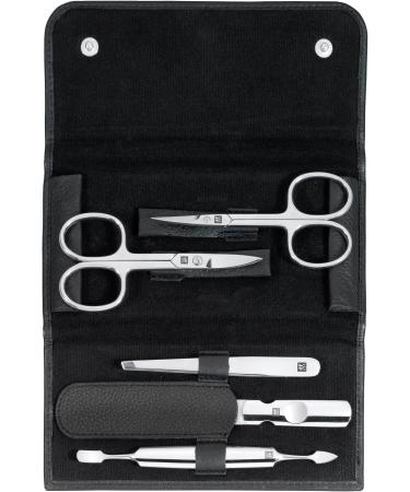 Zwilling Manik reset and Pedicureset Nail Care made of real leather with push button 5-part black |5 pieces (1-pack) 5 pieces (1-pack) including combination nail scissors single