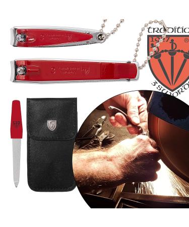 Three Swords Nail Clippers Set - 'CLIP' Fingernail & Toenail Clippers in Faux Leather Case (Red) | Buy Internationally - Buy Online on SooperMarket.com