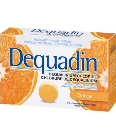 Dequadin Medicated Throat Lozenges - Orange | Provides Antibacterial & Antifungal Relief From Soar Throat & Mouth Sores | 16 Count - Buy Online on SooperMarket.com