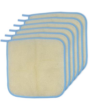 Bleu Bath (6 Pack) Extra Thick Two Layers Exfoliating Skin Face Body Wash Cloth Soft and Buffing Premium Sturdy Loofah Massage Bath Scrubber