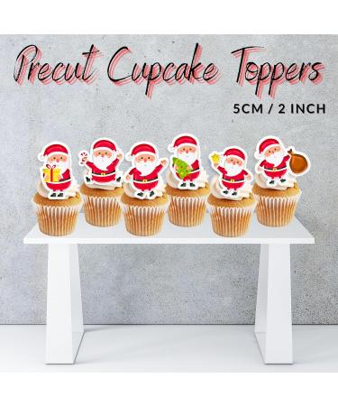 PRECUT Christmas Santa Cupcake Toppers Edible Santa Cake Decorations Christmas Decorations Santa Cake Topper (12) - Buy Online on SooperMarket.com