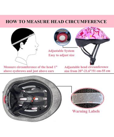Asslen Kids Bike Helmet Set | Adjustable Toddler Helmet with Knee Elbow Pads | Sports Protective Gear for Boys Girls Ages 3-8 | Pink Star Design - Buy Online on SooperMarket.com