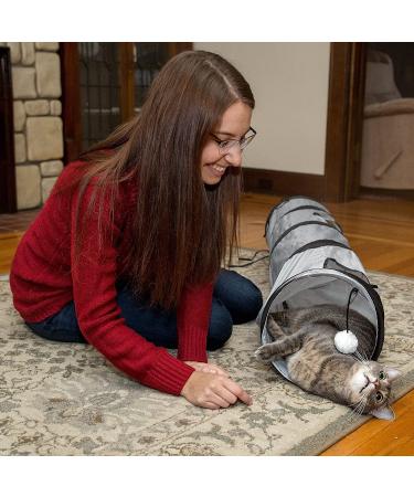 PetLike Collapsible Cat Tunnel with Peek Hole - Grey | Indoor Cat Play Toy with Ball - Buy Online on SooperMarket.com