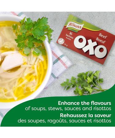Knorr OXO Bouillon for adding rich deep flavour to soups and stews Beef Sachets easy to use quick to dissolve 72 g pack of 14 - Buy Online on SooperMarket.com