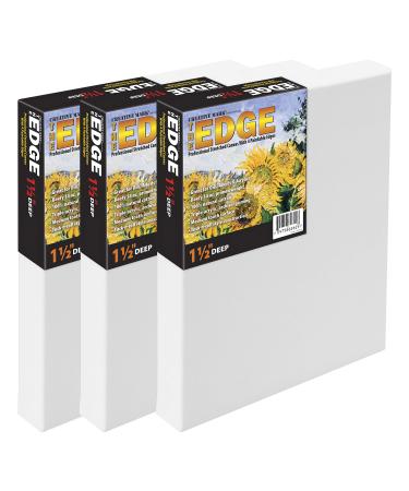 Creative Mark The Edge All Media Cotton Deluxe Stretched Canvas - 16x20 - 3 Pack of 1-1/2'' Deep Triple Acrylic Primed Canvas for Painting