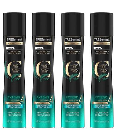 Tresemme Compressed Micro Mist Hair Spray - Extend Hold Level 4 - Net Wt. 5.5 OZ (155 g) Per Can - Pack of 4 Cans
