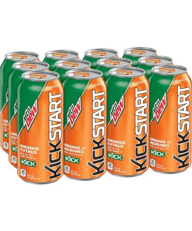 Mountain Dew Kickstart Orange Citrus Carbonated Soft Drink 473 mL Cans 12 Pack - Buy Online on SooperMarket.com