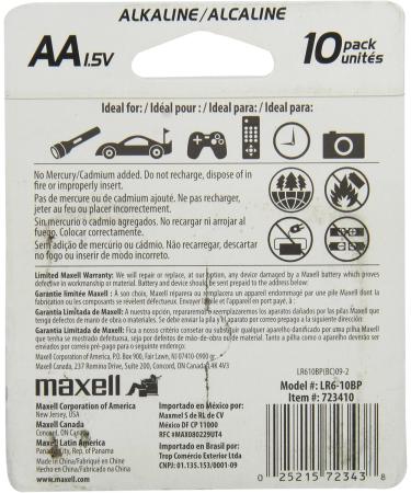 Maxell 723410P AA Alkaline Battery 10-Pack - Long Lasting Reliable & High Compatibility - Gold Edition - Buy Online on SooperMarket.com
