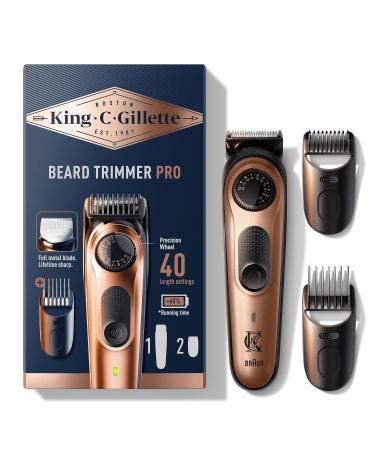 King C. Gillette Men's Beard Trimmer PRO with Precision Wheel for 40 Beard Lengths