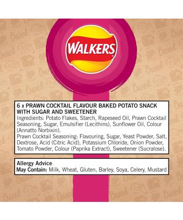 Walkers Oven Baked Prawn Cocktail Crisps 6 x 22g - Delicious Snack Pack - Buy Online on SooperMarket.com