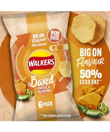Walkers Oven Baked Cheese & Jalapeno Crisps 6 x 22g - Deliciously Spicy Snack Pack - Buy Online on SooperMarket.com