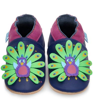 Baby Shoes with Soft Sole - Baby Girl Shoes - Baby Boy Shoes - Leather Toddler Shoes - Baby Walking Shoes 0-6 Months Peacock