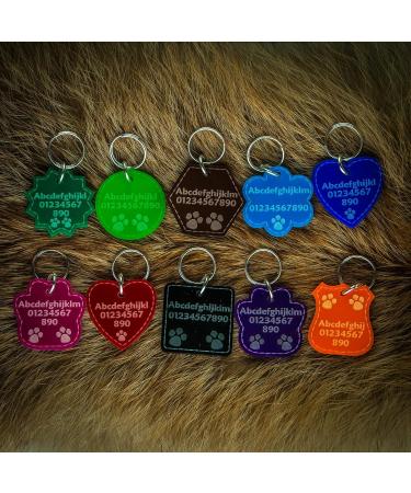 Personalised Cat Dog Tags Pet ID Engraved Acrylic Plastic Acrylic tags - Buy Online on SooperMarket.com