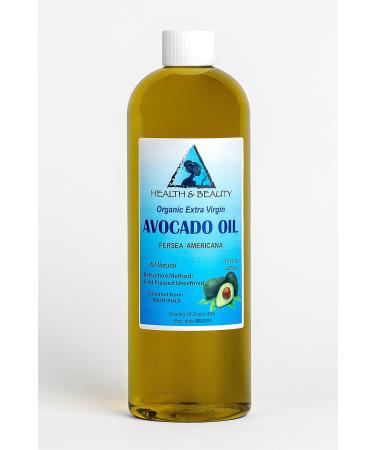 Avocado Oil Extra Virgin Organic Unrefined by H&B OILS CENTER Raw Cold Pressed Premium Quality Natural Pure 16 oz - Buy Online on SooperMarket.com