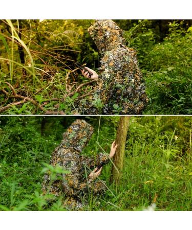 Adult Ghillie Suit 3D Leafy Camouflage Outdoor Hunting Costume - 5.9-6.1 ft Height | Ideal for Sniper, Military, Wildlife Photography, Halloween - Buy Online on SooperMarket.com