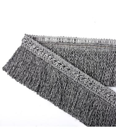 Fenghuangwu 5.5 Yard Bullion Fringe Trim - High-Density Fabric Embellishments for Sewing and DIY Decoration - Mix Silver+Black - Buy Online on SooperMarket.com