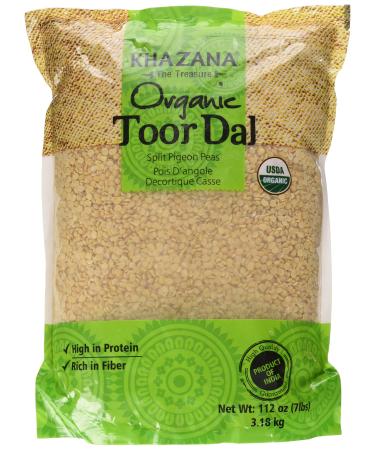 Khazana Organic Toor Dal Split Pigeon Peas 112oz/7lbs
