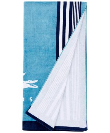 Lacoste Oki 100% Cotton Beach Towel, 36" W x 72" L, Teal