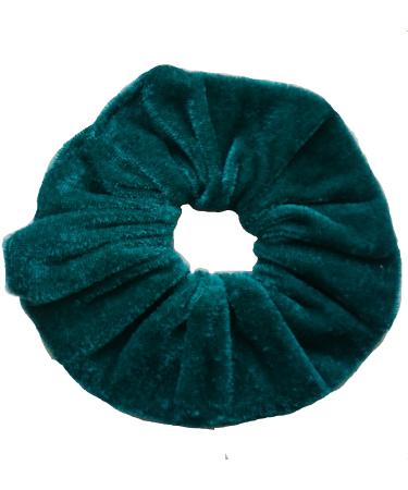 AADYA Pair of Extra Large (15CM) Velvet Hair SCRUNCHIES Elastic Scrunchy Hair BOBBLES (Dark Teal Green)