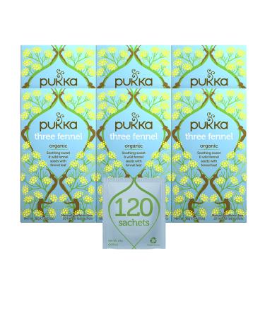 Pukka Three Fennel, Organic Herbal Tea (6 Pack, 120 Tea Bags)