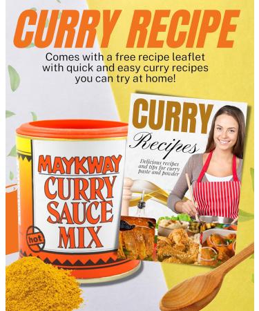 Maykway Curry Sauce Mix Hot with Curry Recipe Leaflet (170g x 3 Packs) | Ideal Curry Kit with 3 Pcs. Maykway Curry Powder and Recipe Card | Curry Mix Suitable for Vegetarians - Buy Online on SooperMarket.com