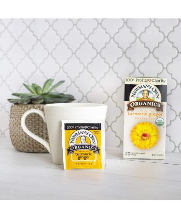 Newman's Own Organics Herbal Tea - Turmeric Ginger, Caffeine Free, 20 Bags (1.6 oz) - Buy Online on SooperMarket.com