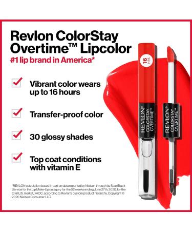 REVLON ColorStay Overtime Lipcolor in Pink 080 Keep Blushing - Pack of 2 with Vitamin E and Clear Lip Gloss - 0.07 Fl Oz - Buy Online on SooperMarket.com