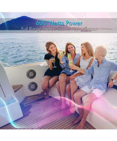 Pyle 6.5 Inch Bluetooth Marine Speakers - Weather Resistant Outdoor Audio System, 600W Power, Low Profile Design - Black, 1 Pair - Buy Online on SooperMarket.com