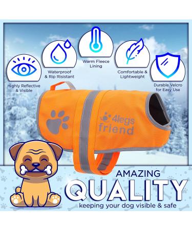 Reflective Light Fleece Dog Coat - High Visibility & Safety - 5 Sizes Available | Perfect for Outdoor Activities - Orange M - Buy Online on SooperMarket.com